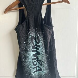 Zumba Fitness Black Tank with Aqua Graphic